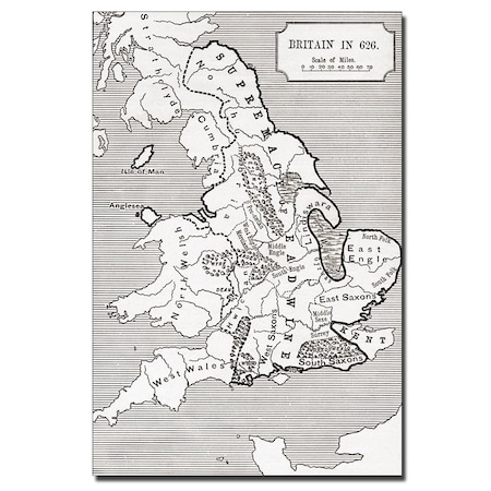 Trademark Fine Art 'Map of Britain in 626' Canvas Art, 14x19 BL00579-C1419GG